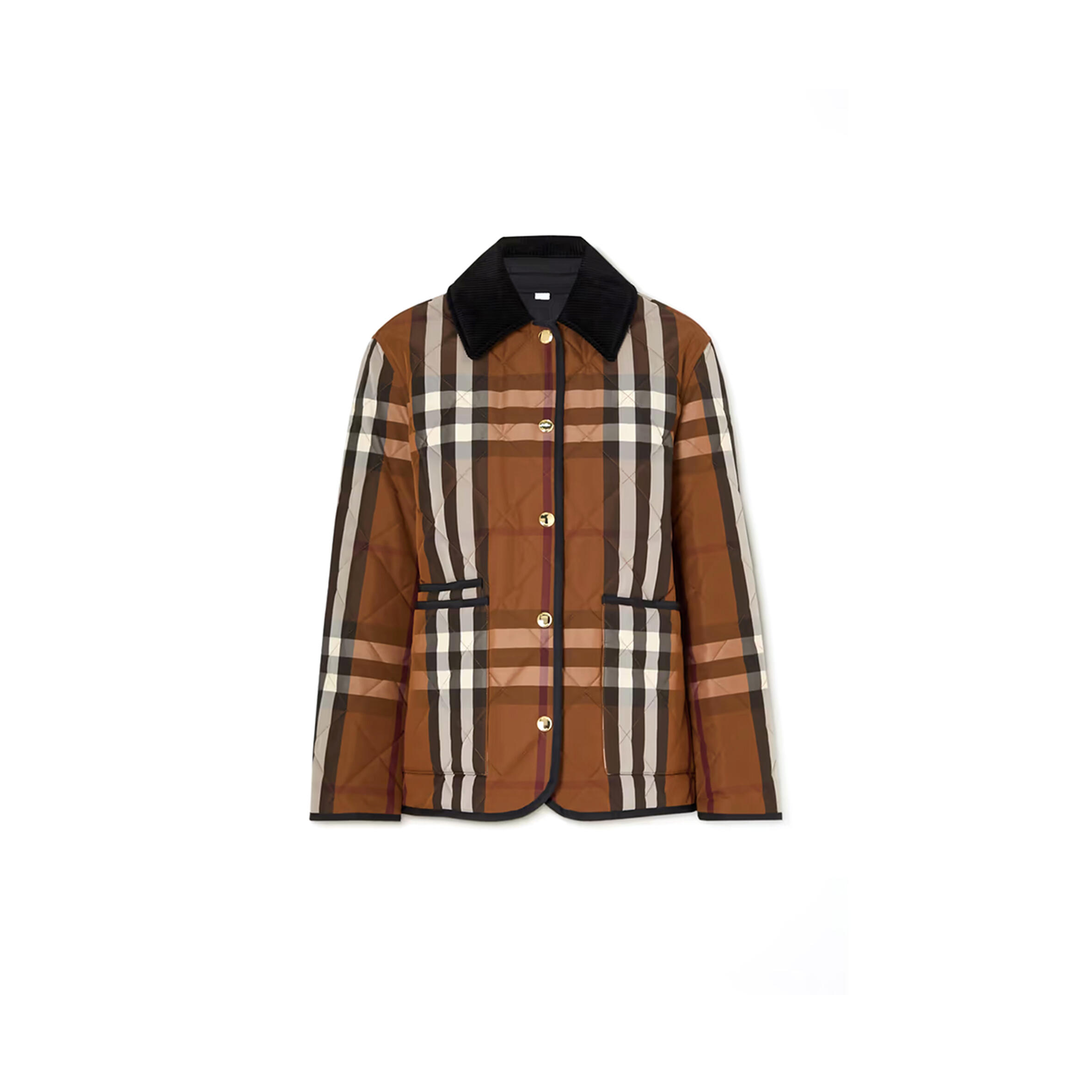 bv*b*rry brown check D1am0nd quilted jacket in dark birch brown